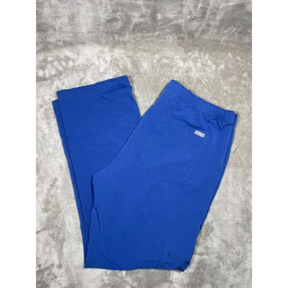 Figs Scrub Pants Women Large Blue Drawstring Straight Technical Collection